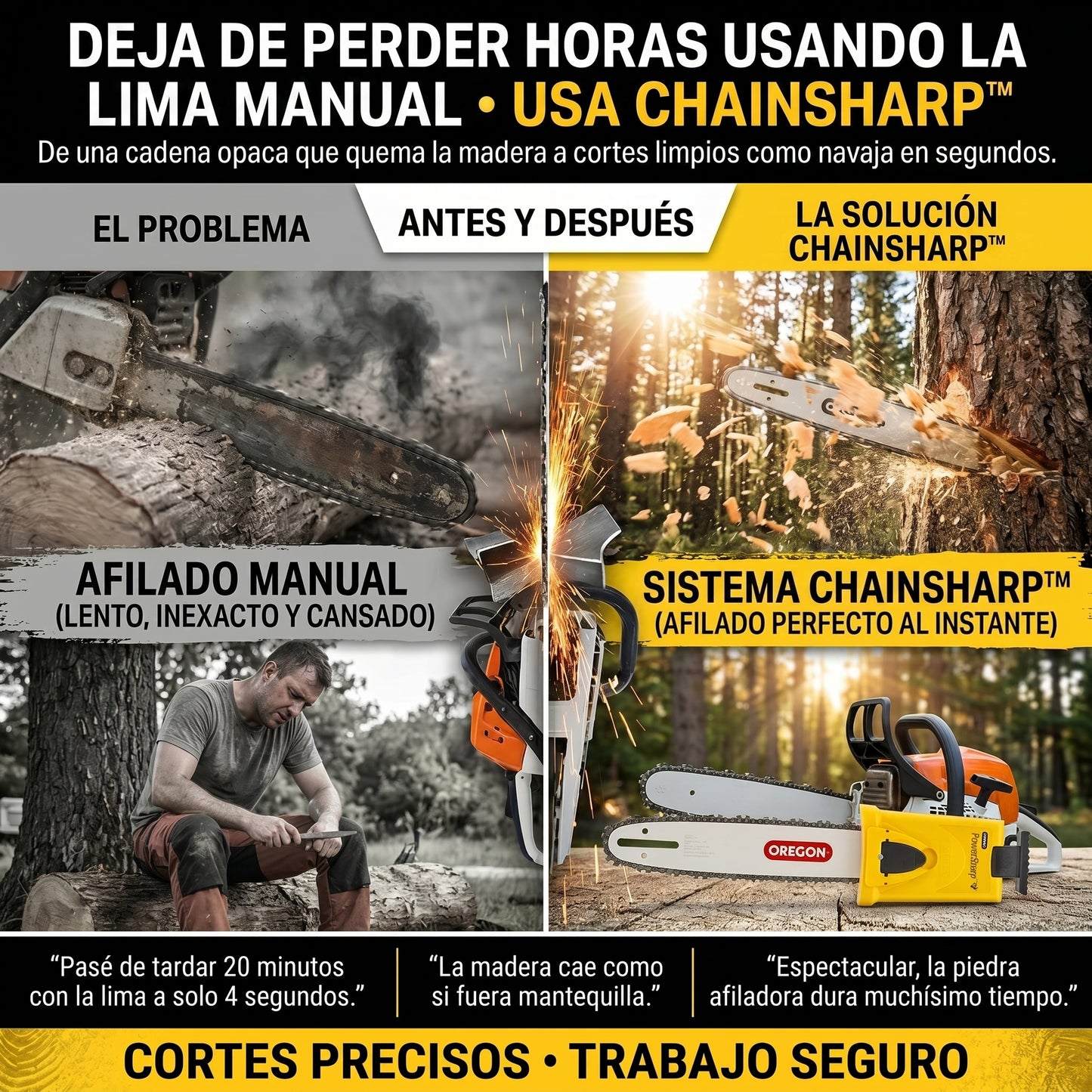 ChainSharp™ Afila la cadena de tu motosierra