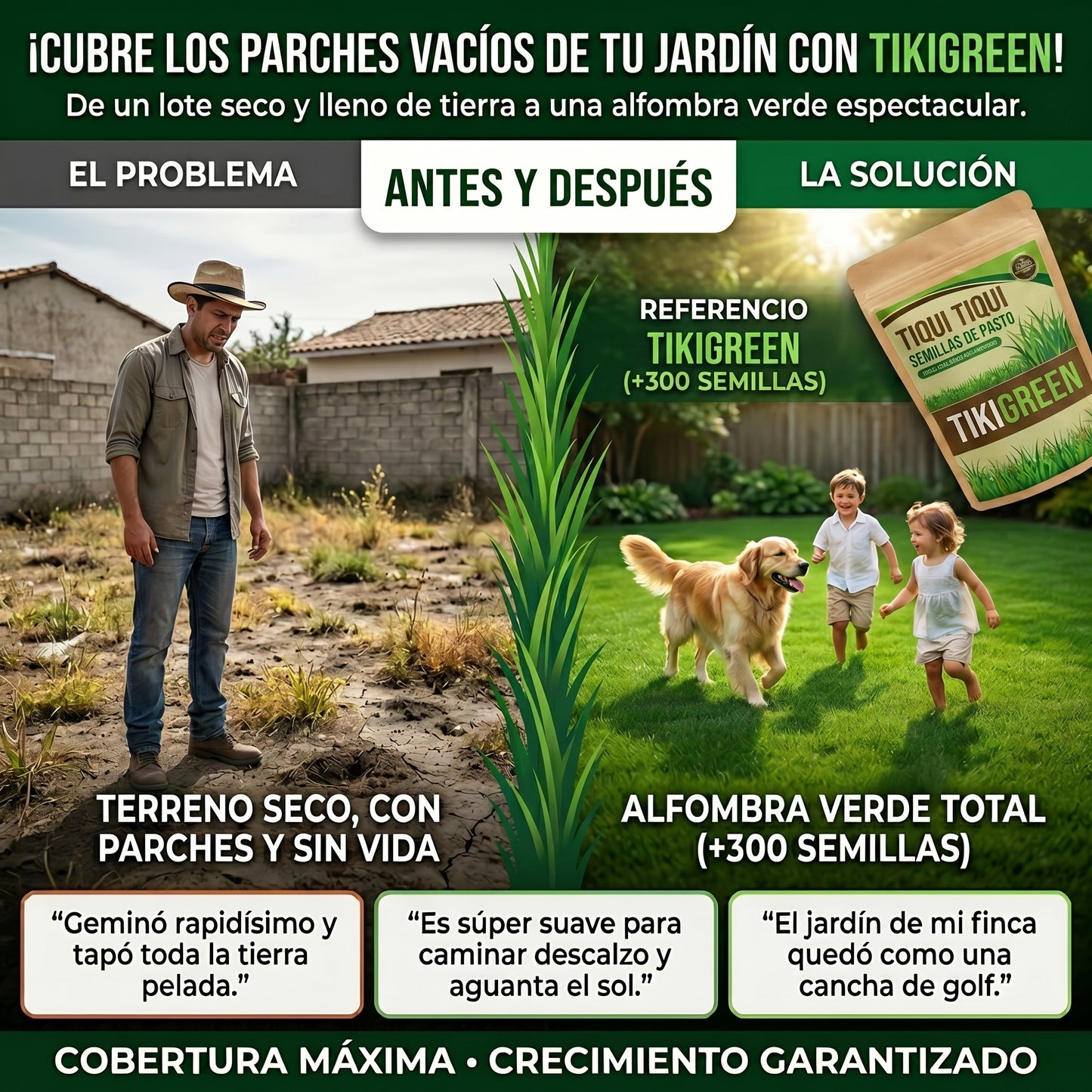 Semillas PREMIUM TikiGreen De Pasto Tipo Tiki Tiki