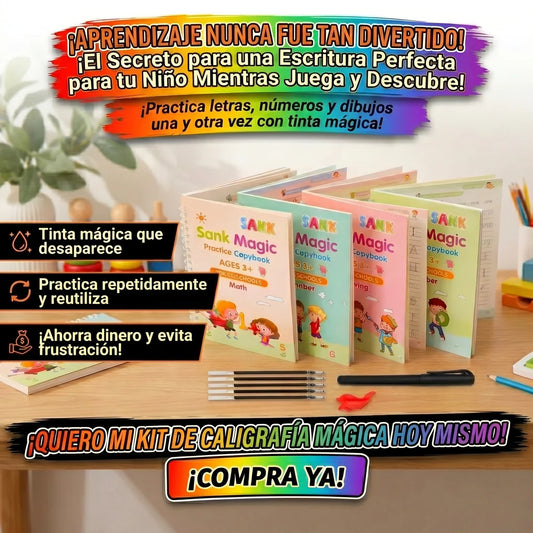 Magiic™ Cuaderno Mágico De Caligrafía Kit X 4 + regalos