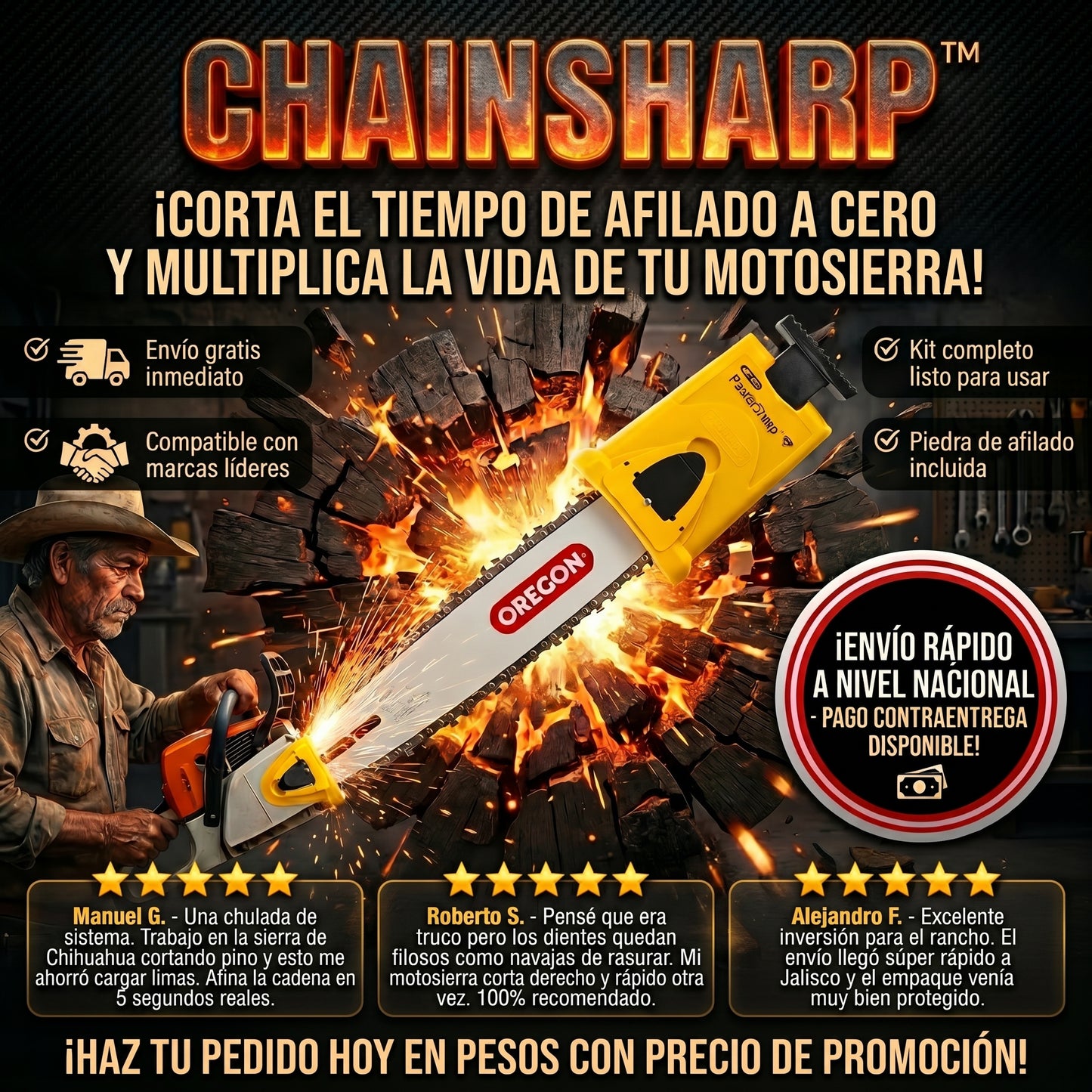 ChainSharp™ Afila la cadena de tu motosierra