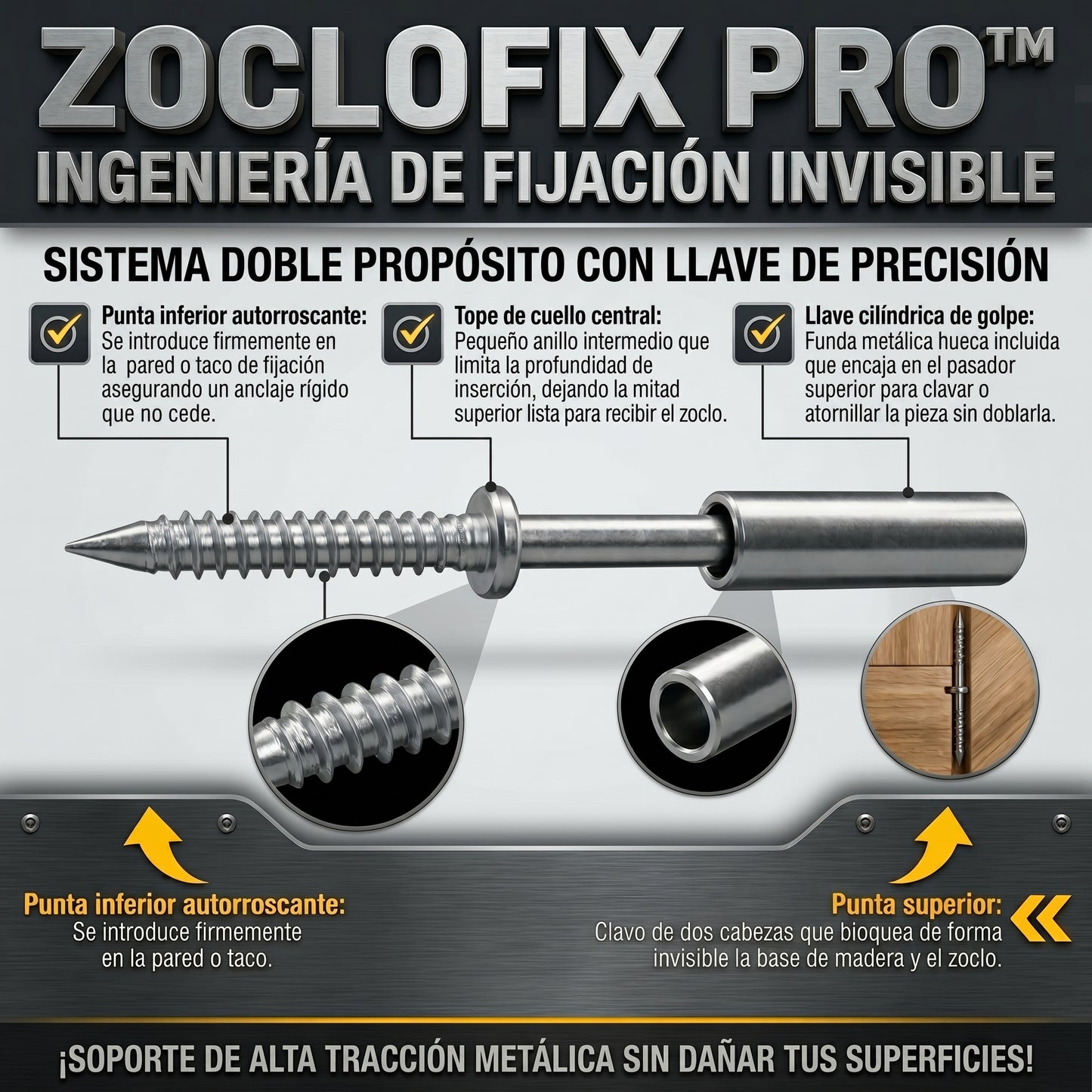 ZOCLOFIX PRO™ Clavos De Fijacion Doble x 60 unds
