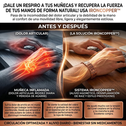 IronCopper™ Brazalete Magnético de Cobre Puro 100%